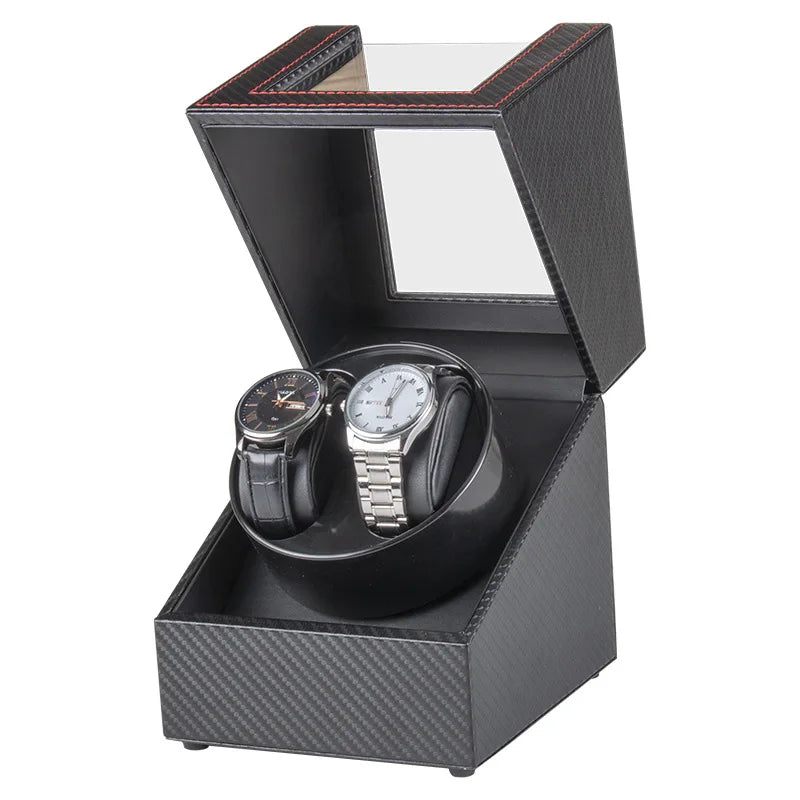 Motor Mechanical Watch Rotate Stand Box Carbon Fiber